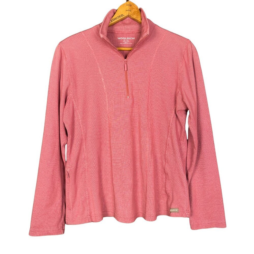 Woolrich Pink Quarter Zip Long Sleeve Top Outdoor Hiking Layer Medium